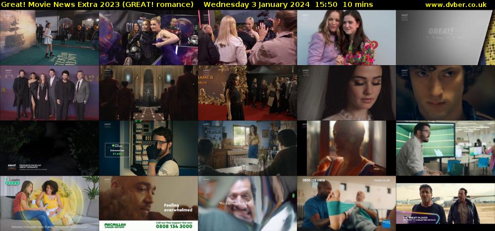 Great! Movie News Extra 2023 (GREAT! romance) Wednesday 3 January 2024 15:50 - 16:00