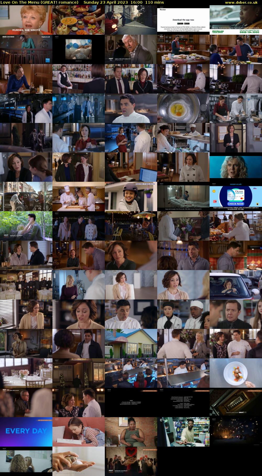 Love On The Menu (GREAT! romance) Sunday 23 April 2023 16:00 - 17:50