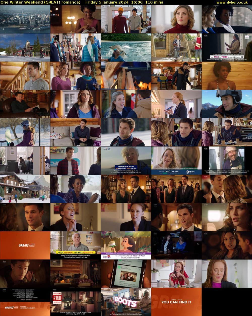 One Winter Weekend (GREAT! romance) Friday 5 January 2024 16:00 - 17:50