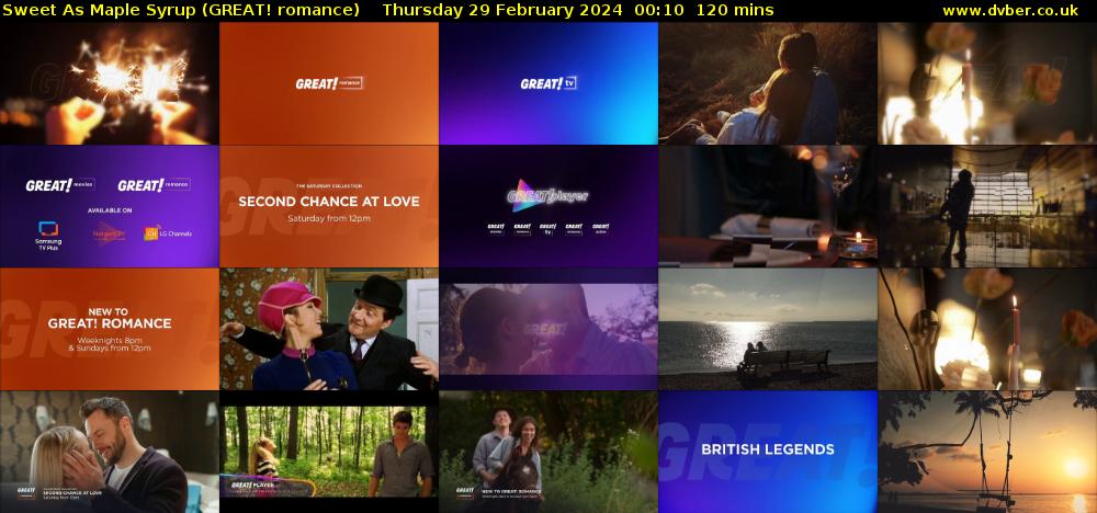 Sweet As Maple Syrup (GREAT! romance) Thursday 29 February 2024 00:10 - 02:10