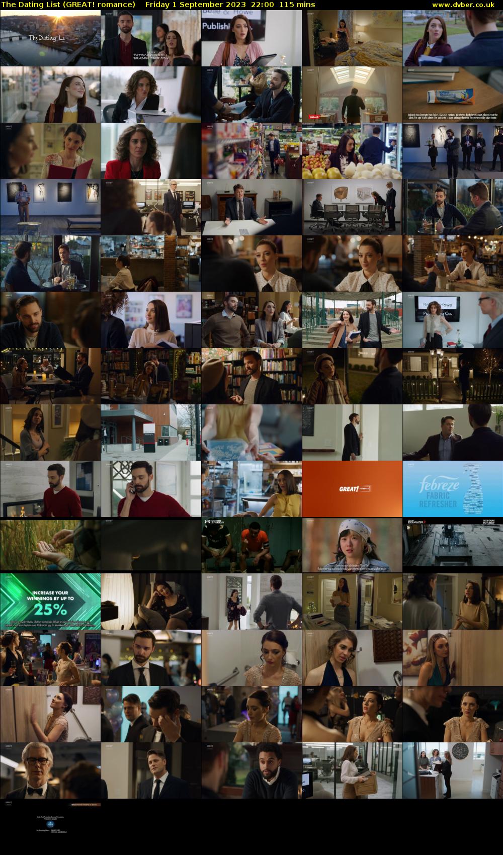 The Dating List (GREAT! romance) Friday 1 September 2023 22:00 - 23:55
