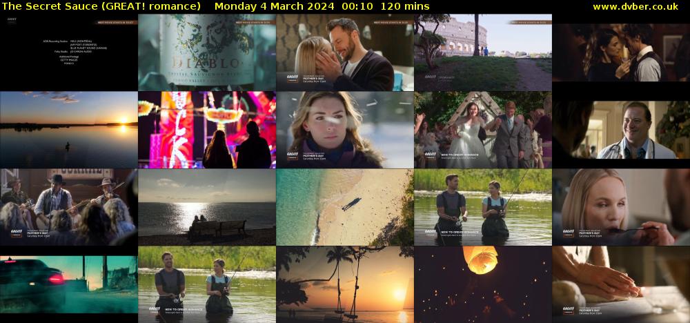 The Secret Sauce (GREAT! romance) Monday 4 March 2024 00:10 - 02:10