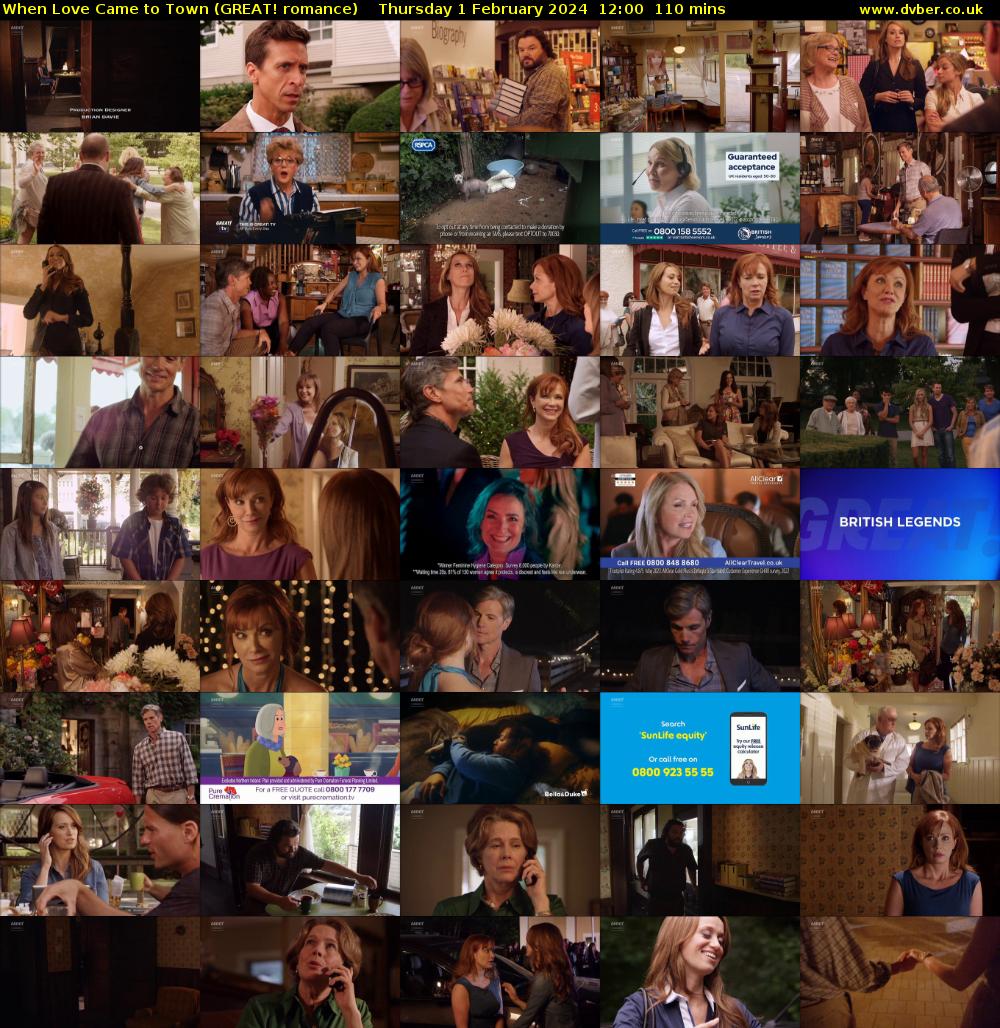 When Love Came to Town (GREAT! romance) Thursday 1 February 2024 12:00 - 13:50