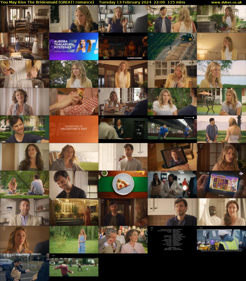 You May Kiss The Bridesmaid (GREAT! romance) Tuesday 13 February 2024 22:00 - 23:55