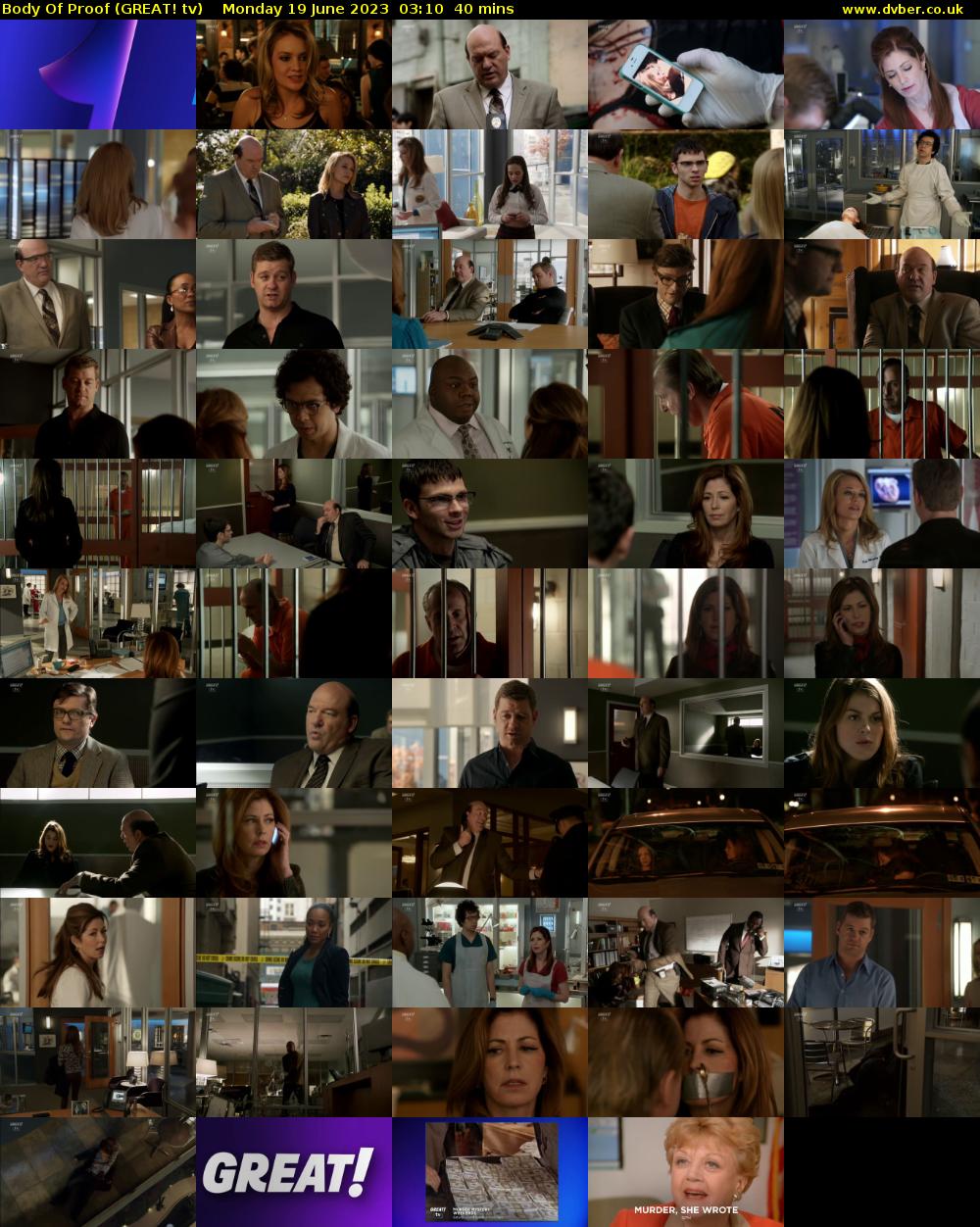Body Of Proof (GREAT! tv) Monday 19 June 2023 03:10 - 03:50