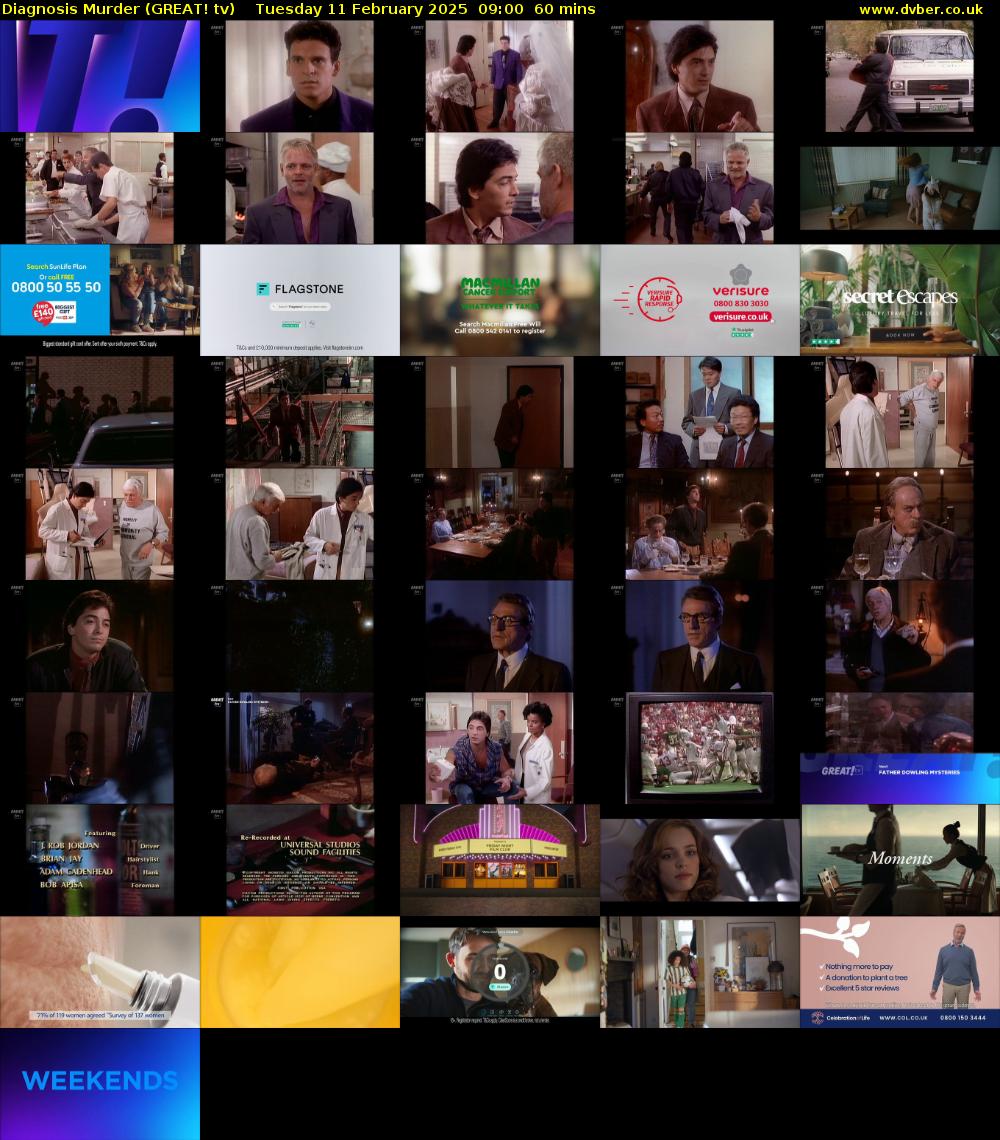 Diagnosis Murder (GREAT! tv) Tuesday 11 February 2025 09:00 - 10:00