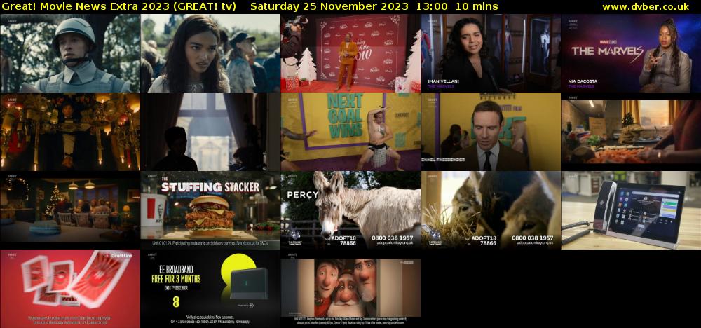 Great! Movie News Extra 2023 (GREAT! tv) Saturday 25 November 2023 13:00 - 13:10
