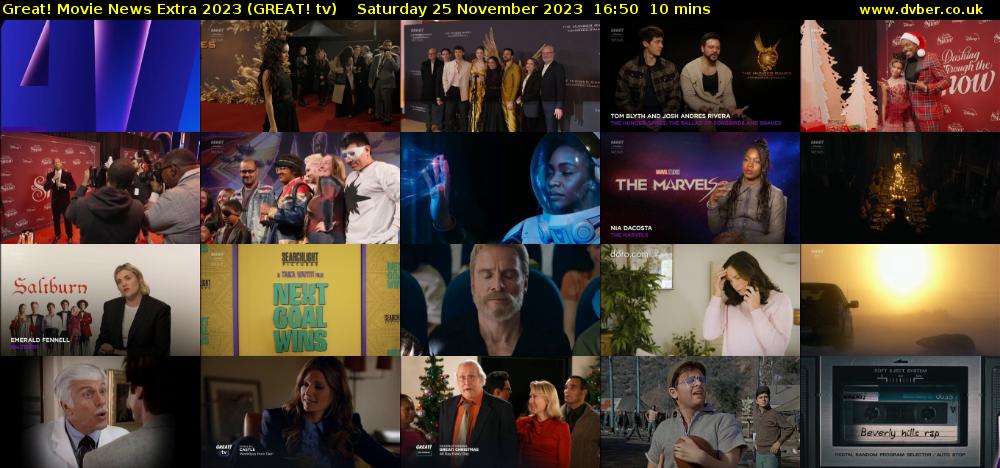 Great! Movie News Extra 2023 (GREAT! tv) Saturday 25 November 2023 16:50 - 17:00