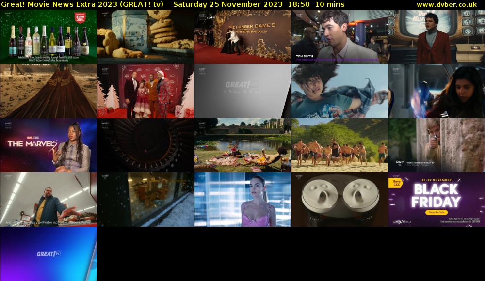 Great! Movie News Extra 2023 (GREAT! tv) Saturday 25 November 2023 18:50 - 19:00