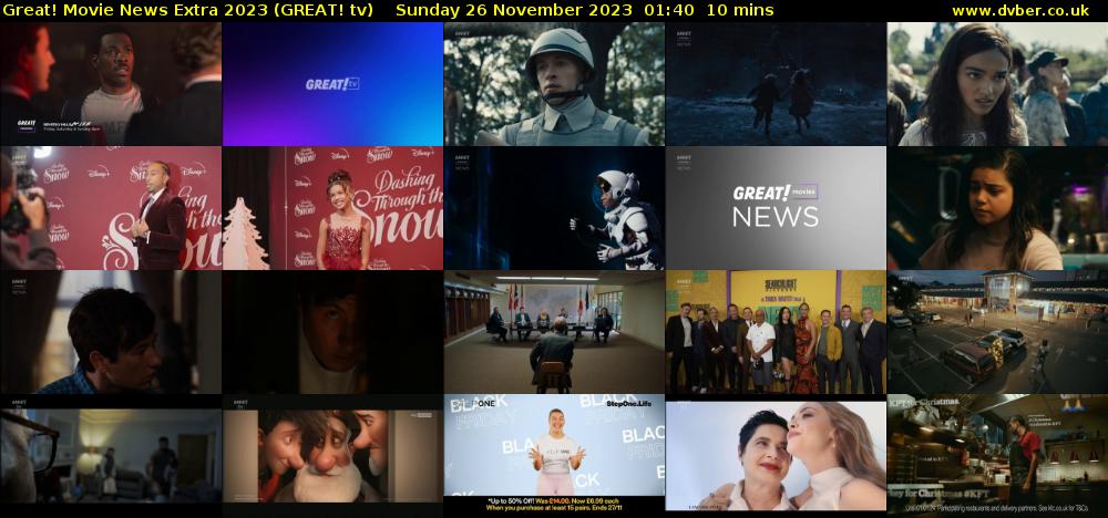 Great! Movie News Extra 2023 (GREAT! tv) Sunday 26 November 2023 01:40 - 01:50