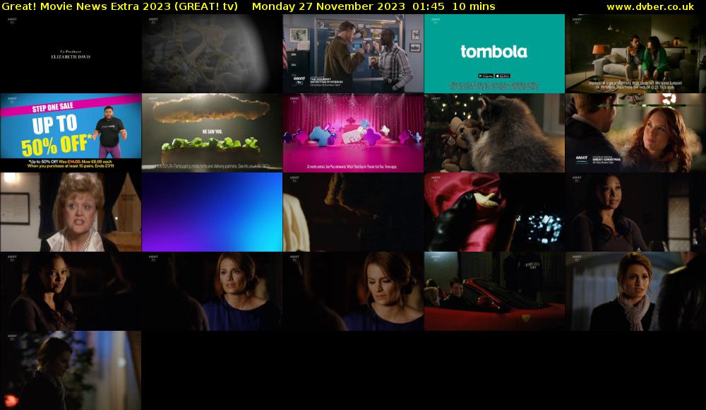 Great! Movie News Extra 2023 (GREAT! tv) Monday 27 November 2023 01:45 - 01:55