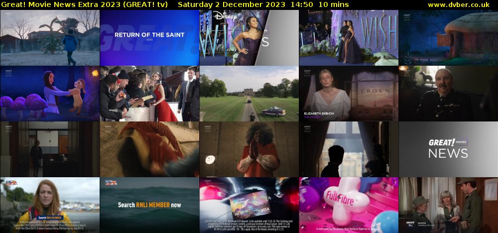 Great! Movie News Extra 2023 (GREAT! tv) Saturday 2 December 2023 14:50 - 15:00