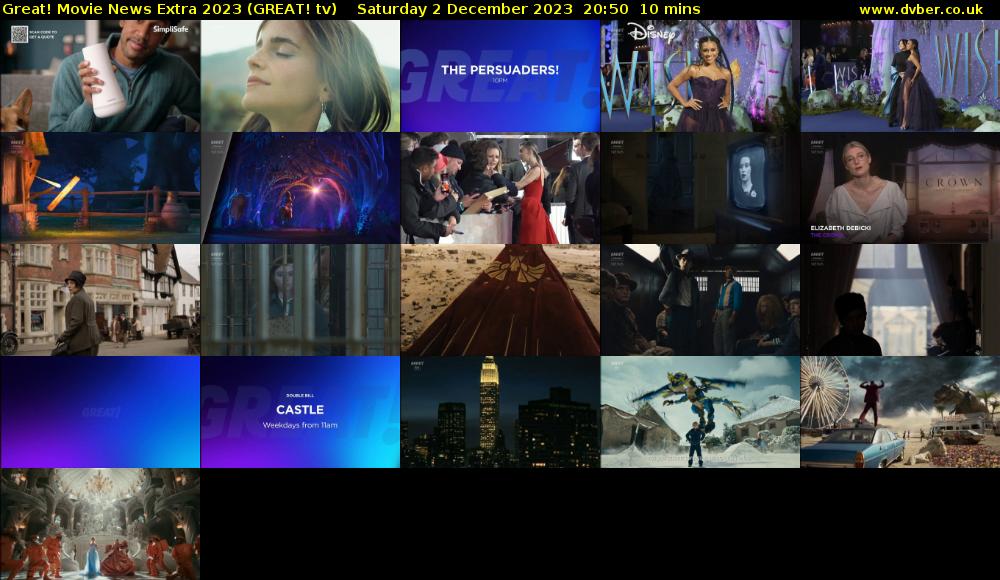 Great! Movie News Extra 2023 (GREAT! tv) Saturday 2 December 2023 20:50 - 21:00
