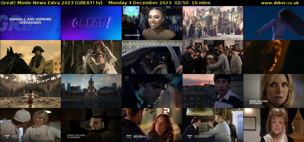Great! Movie News Extra 2023 (GREAT! tv) Monday 4 December 2023 02:50 - 03:00