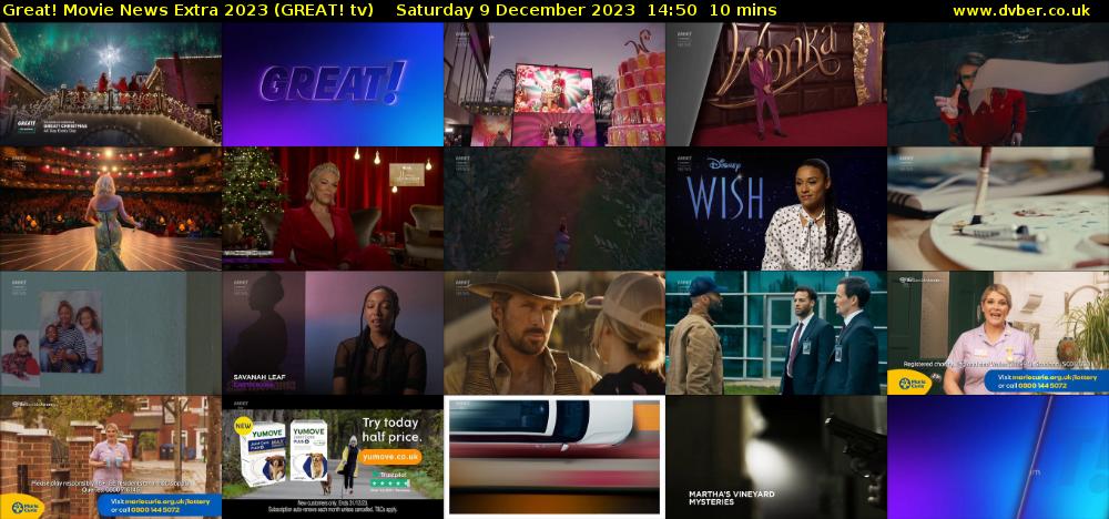 Great! Movie News Extra 2023 (GREAT! tv) Saturday 9 December 2023 14:50 - 15:00