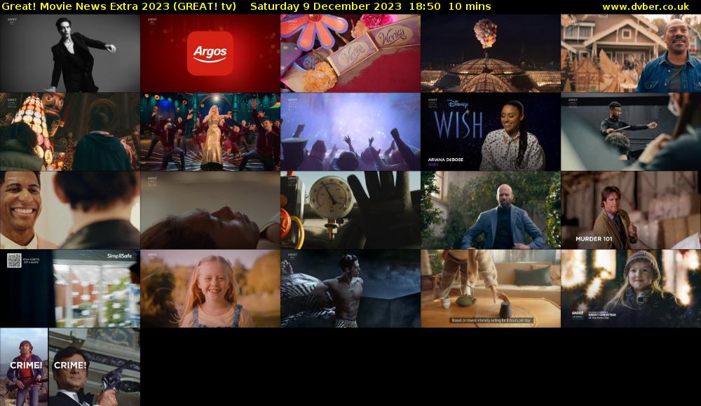 Great! Movie News Extra 2023 (GREAT! tv) Saturday 9 December 2023 18:50 - 19:00