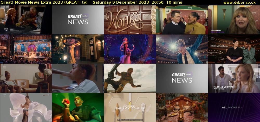 Great! Movie News Extra 2023 (GREAT! tv) Saturday 9 December 2023 20:50 - 21:00