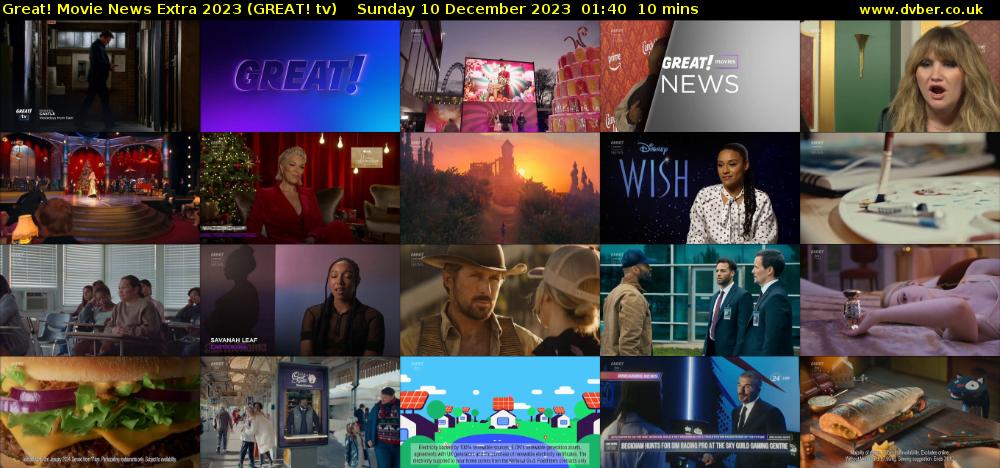 Great! Movie News Extra 2023 (GREAT! tv) Sunday 10 December 2023 01:40 - 01:50