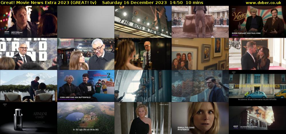 Great! Movie News Extra 2023 (GREAT! tv) Saturday 16 December 2023 14:50 - 15:00
