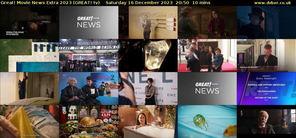 Great! Movie News Extra 2023 (GREAT! tv) Saturday 16 December 2023 20:50 - 21:00
