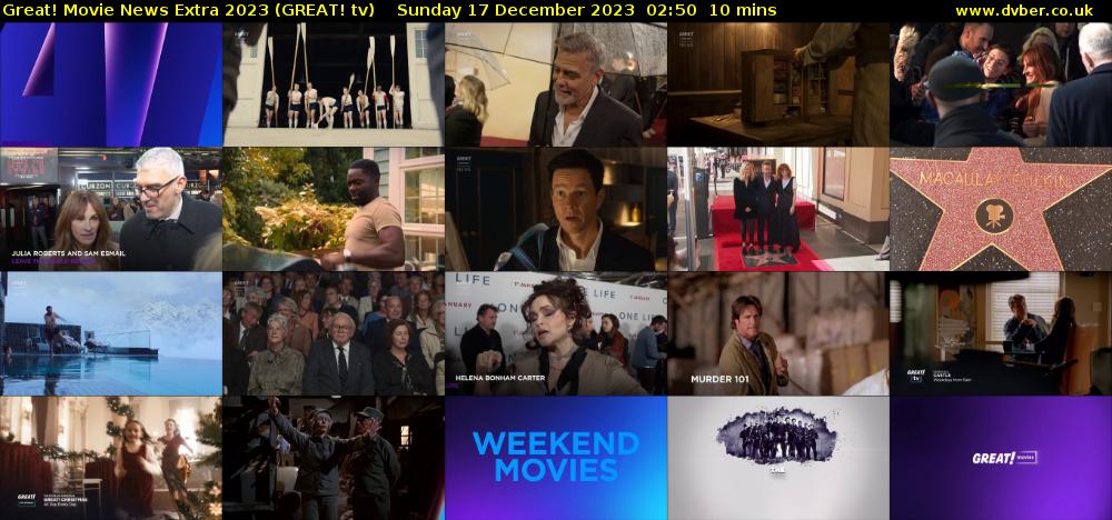 Great! Movie News Extra 2023 (GREAT! tv) Sunday 17 December 2023 02:50 - 03:00
