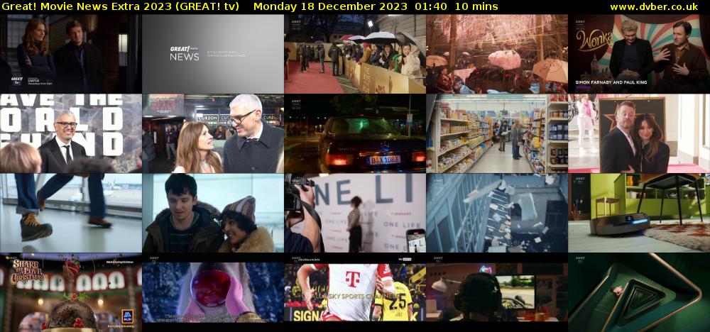 Great! Movie News Extra 2023 (GREAT! tv) Monday 18 December 2023 01:40 - 01:50