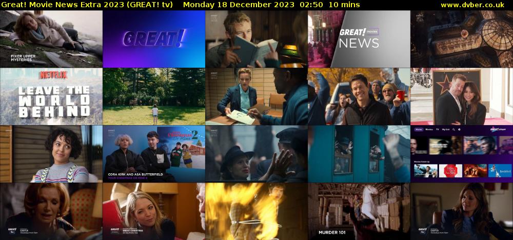 Great! Movie News Extra 2023 (GREAT! tv) Monday 18 December 2023 02:50 - 03:00