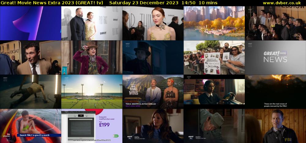 Great! Movie News Extra 2023 (GREAT! tv) Saturday 23 December 2023 14:50 - 15:00
