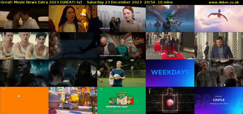 Great! Movie News Extra 2023 (GREAT! tv) Saturday 23 December 2023 20:50 - 21:00