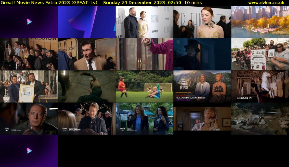 Great! Movie News Extra 2023 (GREAT! tv) Sunday 24 December 2023 02:50 - 03:00
