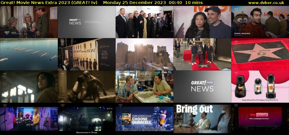 Great! Movie News Extra 2023 (GREAT! tv) Monday 25 December 2023 00:40 - 00:50