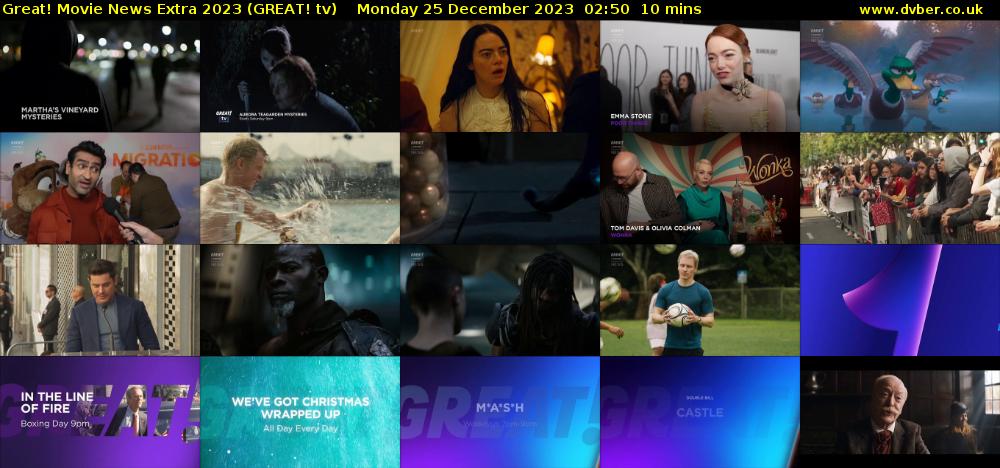 Great! Movie News Extra 2023 (GREAT! tv) Monday 25 December 2023 02:50 - 03:00