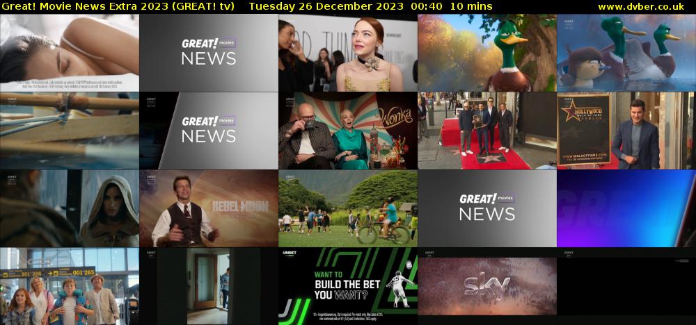 Great! Movie News Extra 2023 (GREAT! tv) Tuesday 26 December 2023 00:40 - 00:50
