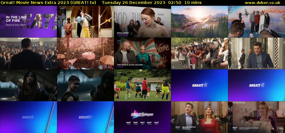 Great! Movie News Extra 2023 (GREAT! tv) Tuesday 26 December 2023 02:50 - 03:00