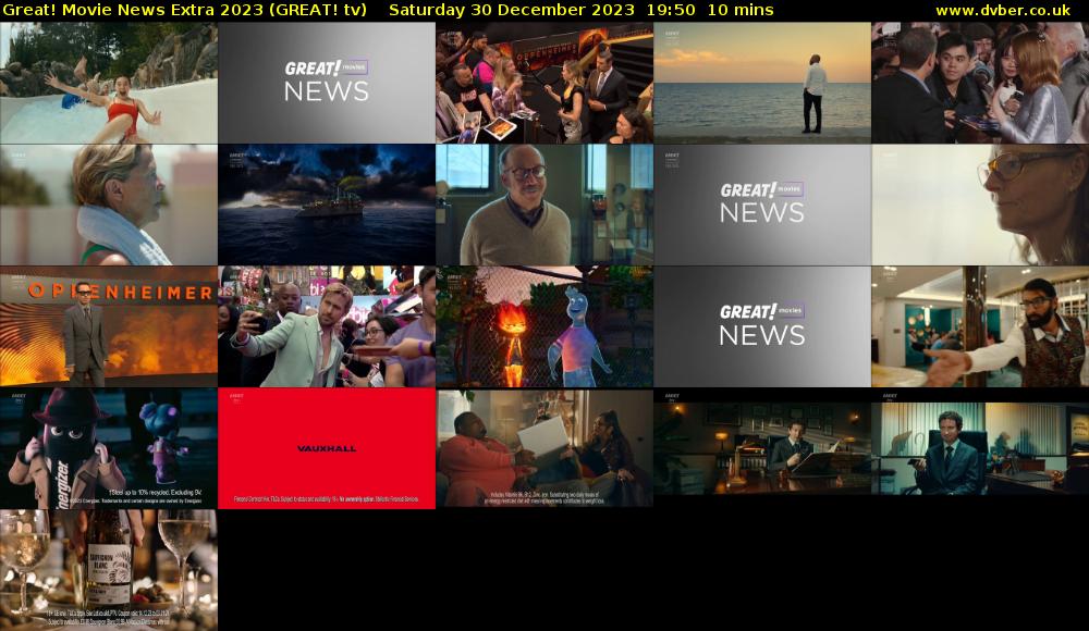 Great! Movie News Extra 2023 (GREAT! tv) Saturday 30 December 2023 19:50 - 20:00