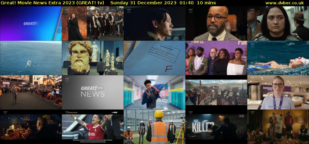 Great! Movie News Extra 2023 (GREAT! tv) Sunday 31 December 2023 01:40 - 01:50