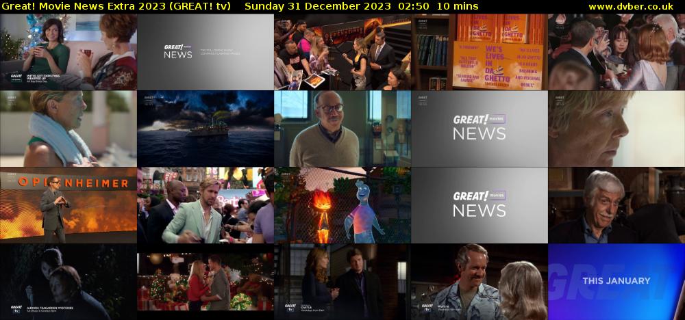 Great! Movie News Extra 2023 (GREAT! tv) Sunday 31 December 2023 02:50 - 03:00