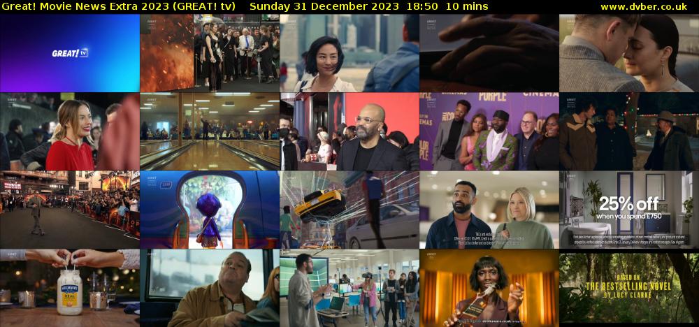Great! Movie News Extra 2023 (GREAT! tv) Sunday 31 December 2023 18:50 - 19:00