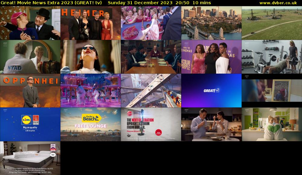 Great! Movie News Extra 2023 (GREAT! tv) Sunday 31 December 2023 20:50 - 21:00