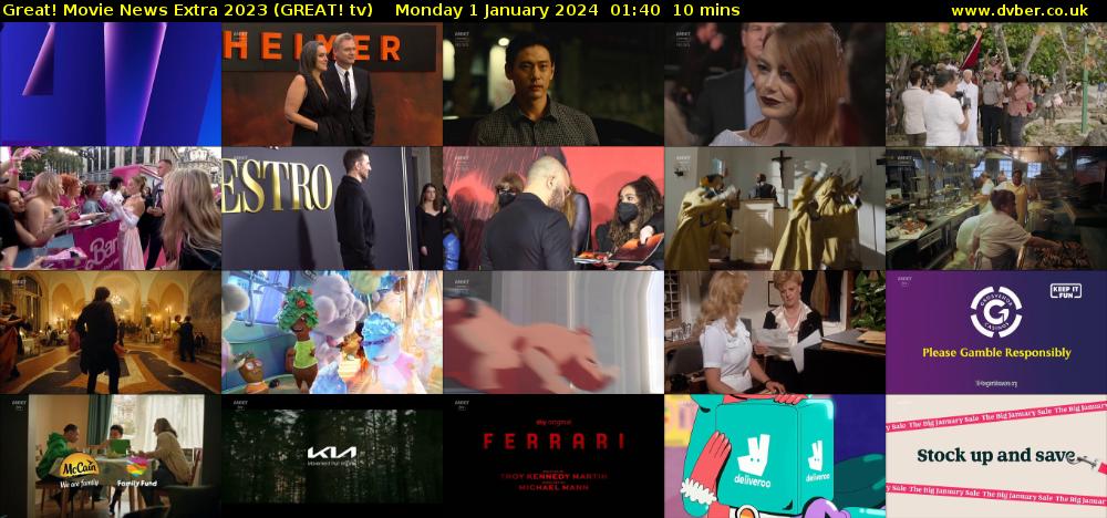Great! Movie News Extra 2023 (GREAT! tv) Monday 1 January 2024 01:40 - 01:50