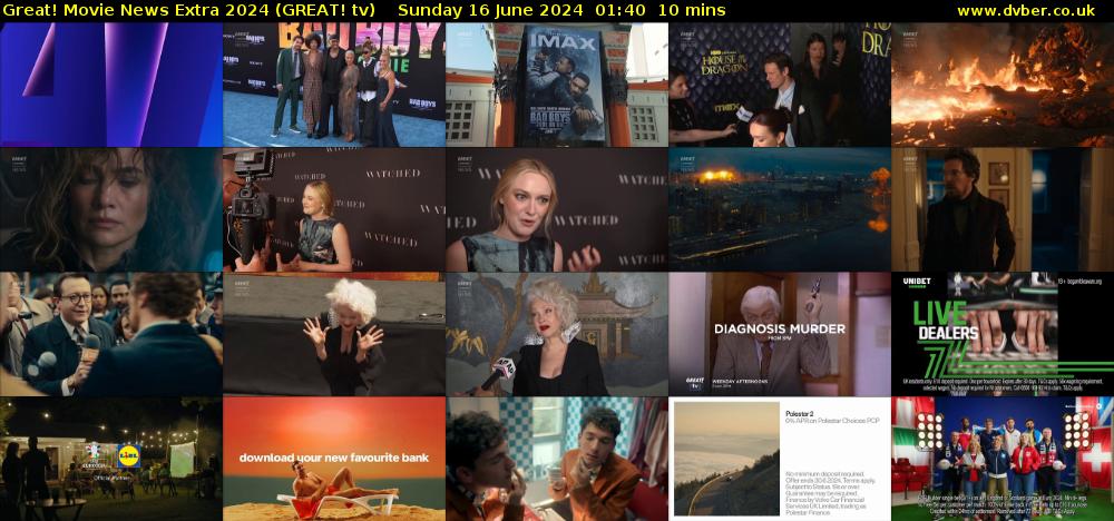 Great! Movie News Extra 2024 (GREAT! tv) Sunday 16 June 2024 01:40 - 01:50