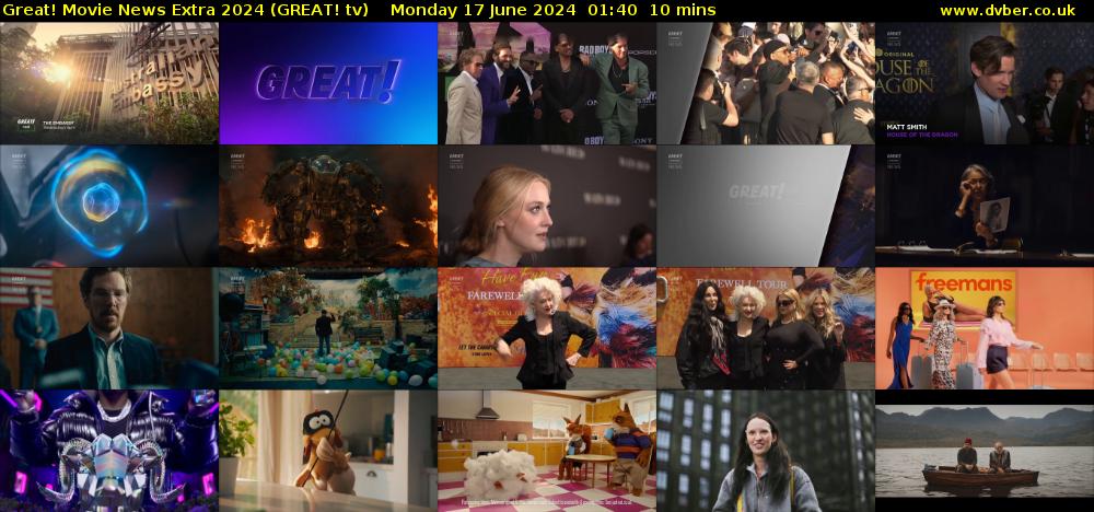 Great! Movie News Extra 2024 (GREAT! tv) Monday 17 June 2024 01:40 - 01:50