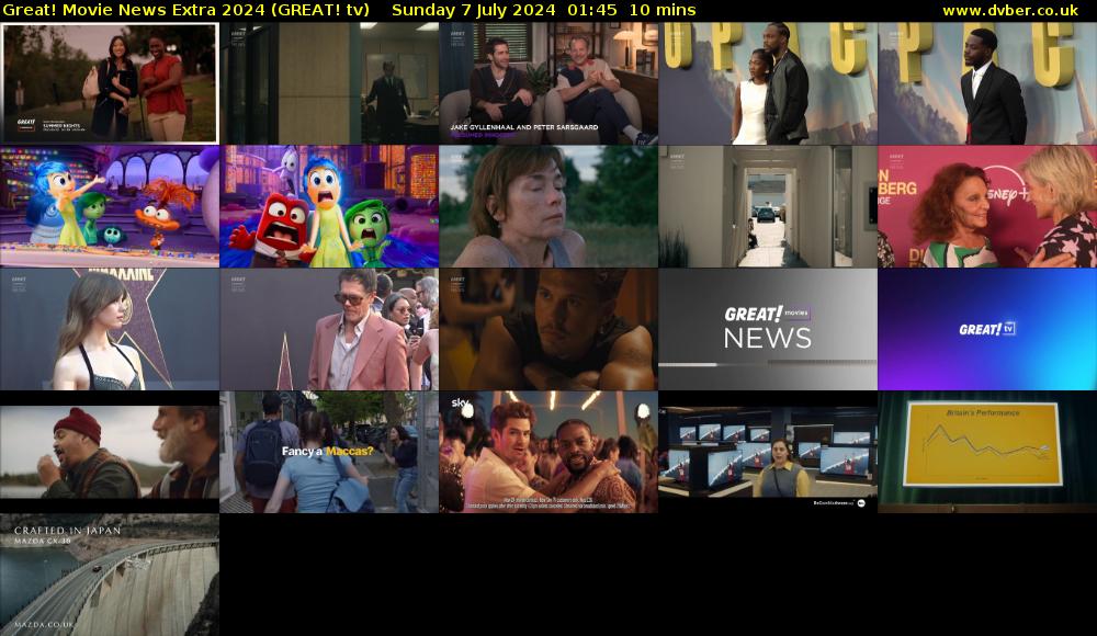 Great! Movie News Extra 2024 (GREAT! tv) Sunday 7 July 2024 01:45 - 01:55