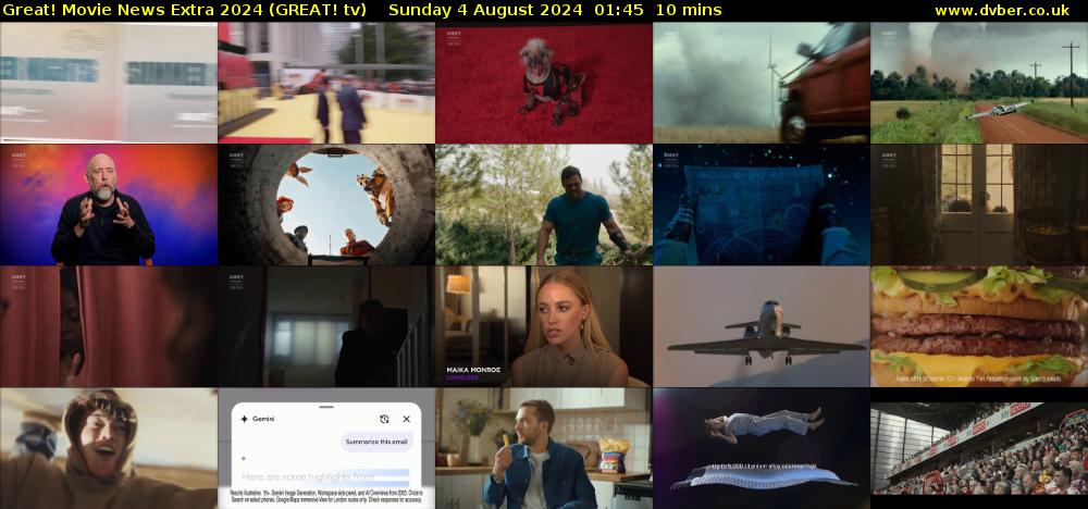 Great! Movie News Extra 2024 (GREAT! tv) Sunday 4 August 2024 01:45 - 01:55