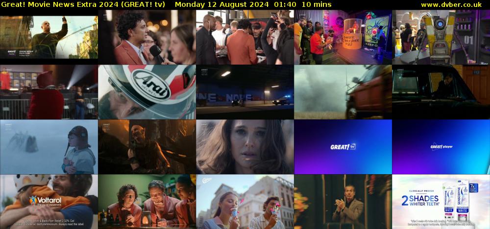 Great! Movie News Extra 2024 (GREAT! tv) Monday 12 August 2024 01:40 - 01:50