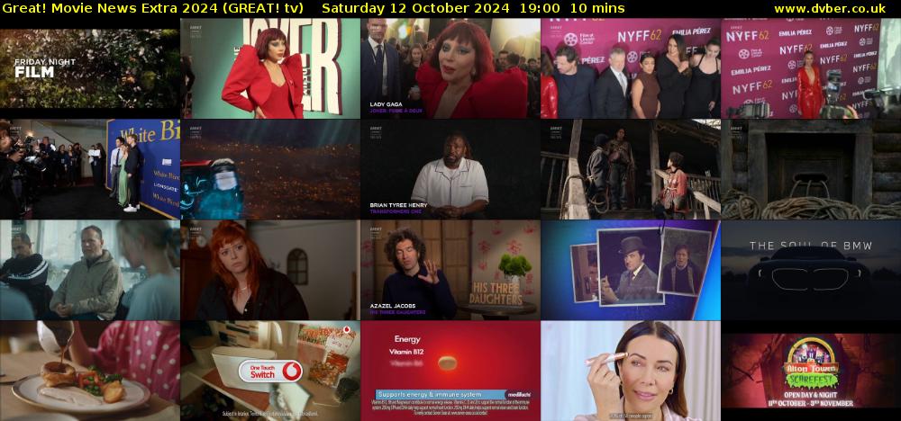 Great! Movie News Extra 2024 (GREAT! tv) Saturday 12 October 2024 19:00 - 19:10