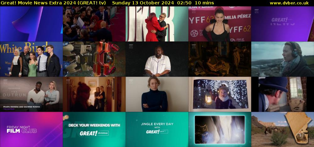 Great! Movie News Extra 2024 (GREAT! tv) Sunday 13 October 2024 02:50 - 03:00