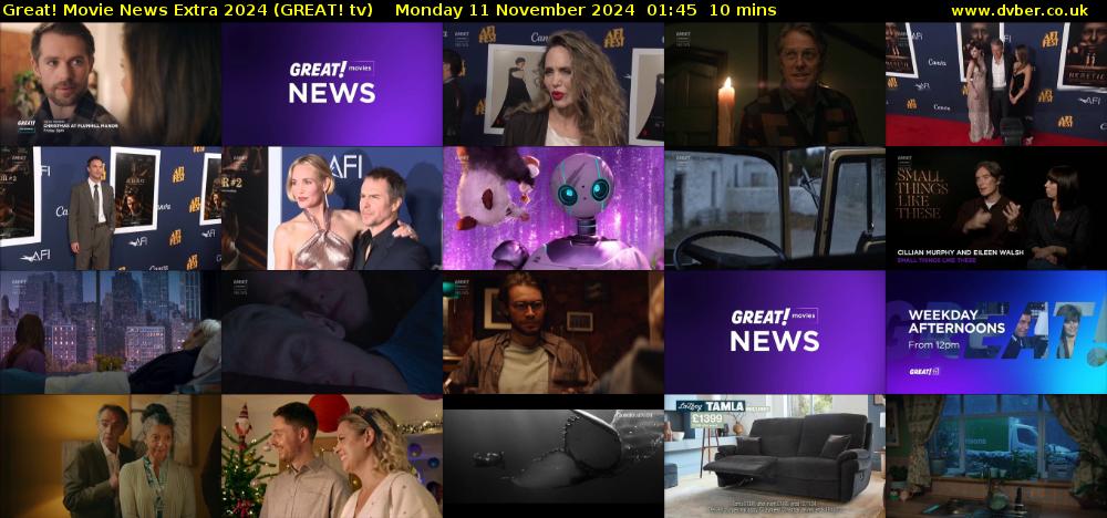 Great! Movie News Extra 2024 (GREAT! tv) Monday 11 November 2024 01:45 - 01:55