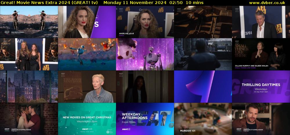 Great! Movie News Extra 2024 (GREAT! tv) Monday 11 November 2024 02:50 - 03:00