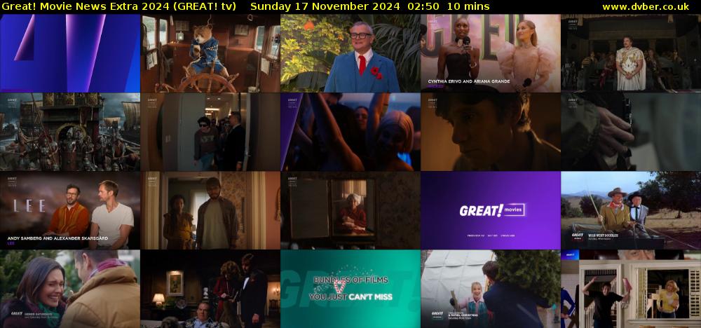 Great! Movie News Extra 2024 (GREAT! tv) Sunday 17 November 2024 02:50 - 03:00